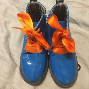 Royal blue combat boots for girls or boys